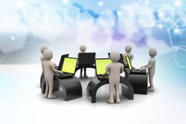 İşadamları dizüstü arıyorum bir masa etrafında