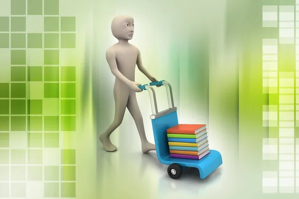 man with trolley for delivering books