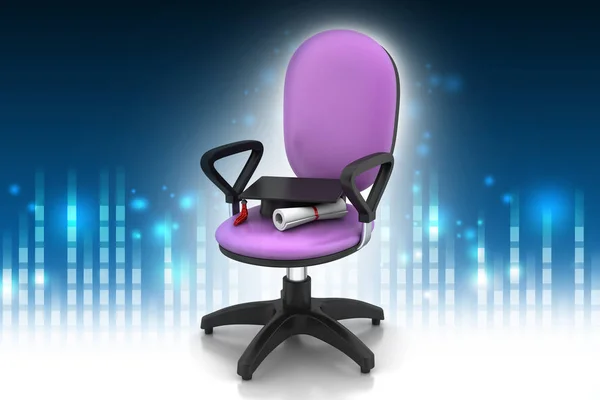 Graduation Hat Office Chair — Stock Photo, Image