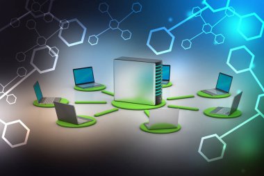 Kablosuz ağ sistemi 3D çizimi