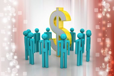 dolar işareti etrafında insanlar  