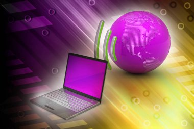 Dünya ile dizüstü bilgisayarlar kablosuz bağlantı  