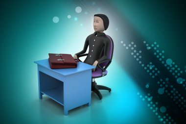 Evrak Çantası'nda office ile 3D iş adamı