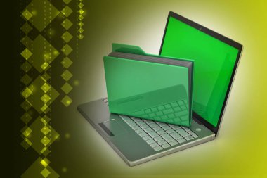 Dizüstü bilgisayar ile dosya klasörü