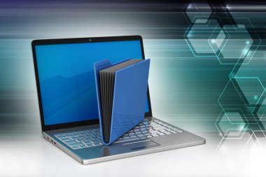 Dizüstü bilgisayar ile dosya klasörü