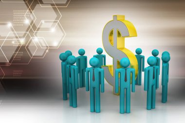 dolar işareti etrafında insanlar  