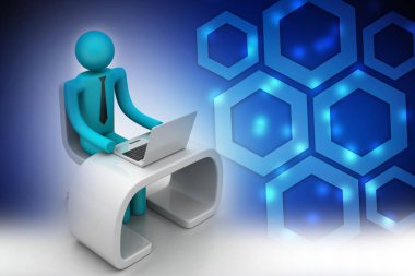 dizüstü bilgisayar ile modern bir Resepsiyon erkekte  