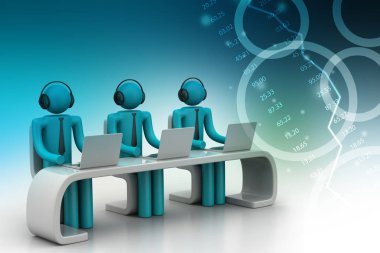 3D dizüstü bilgisayar ile modern bir Resepsiyon insanlarda  