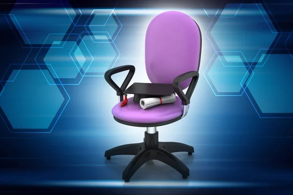 Graduation Hat Office Chair — Stock Photo, Image