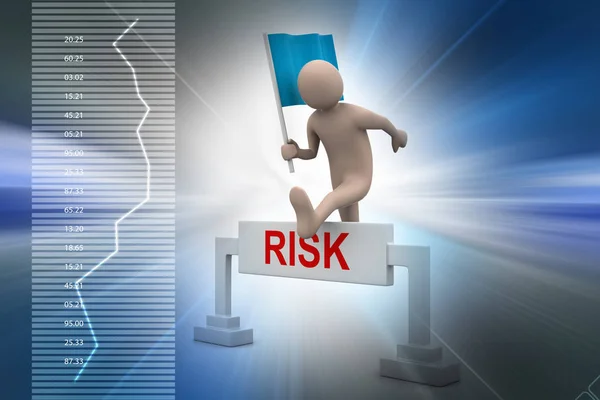 Person Jumping Word Risk Flag — Stock Photo, Image