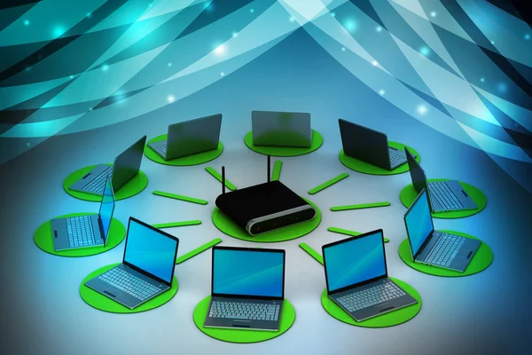 3d illustration of Wireless networking system