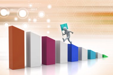 evrak çantası ile 3D iş adamı