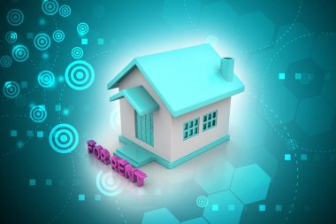 renk arka plan üzerinde 3D Emlak iş kavramı illüstrasyon