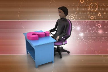 Çalışan veya çalışan kavramı. 3D renk işareti. 