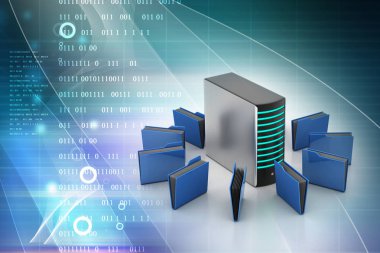 Dosya klasörü ile Server 3d illüstrasyon