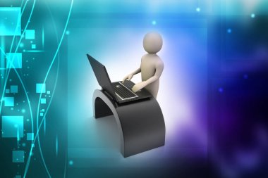 3D iş adamı illüstrasyon. Çalışan veya çalışan kavramı