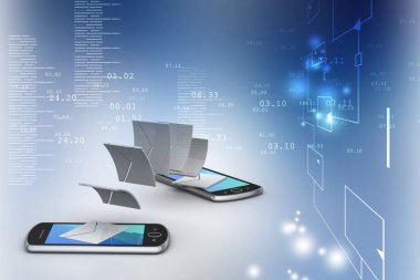 renk arka plan üzerinde dosya aktarımı kavramı 3D Illustration