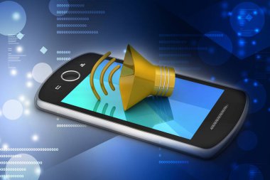 hoparlörler 3D Illustration. Ses teması konsepti