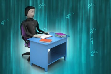 evrak çantası ile 3D iş adamı