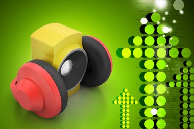 müzik konsepti 3D Illustration. Ses Tema