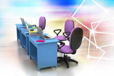 İşyerinin 3d soyut illüstrasyon 