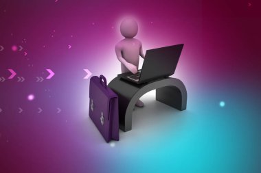 3D iş adamı illüstrasyon. Çalışan veya çalışan kavramı