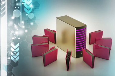 Dosya klasörü ile Server 3d illüstrasyon