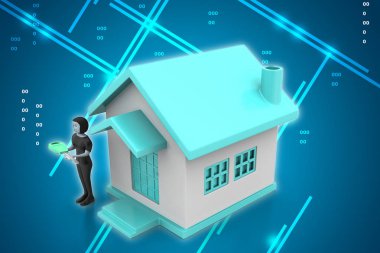 Çalışan veya çalışan kavramı. 3D renk işareti. 