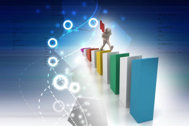 evrak çantası ile 3D iş adamı