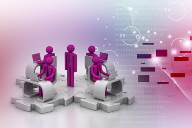 Soyut 3D iş ekibi kavramı 