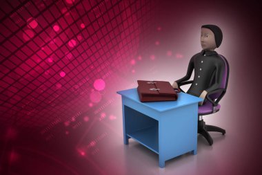 evrak çantası ile 3D iş adamı