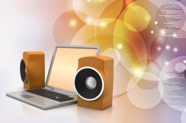 müzik konsepti 3D Illustration. Ses Tema