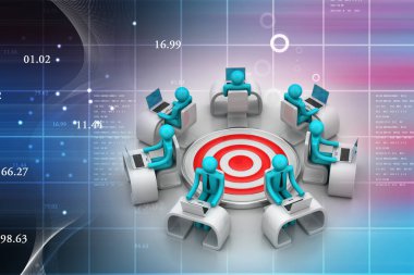 3D iş takım kavramı karakterlerle. Soyut illüstrasyon