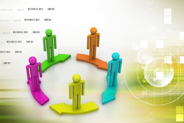 3D iş takım kavramı. Soyut illüstrasyon