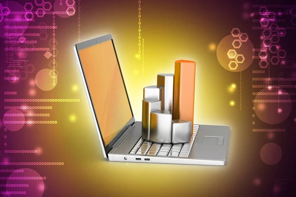 Ilustração Laptop Com Gráfico Financeiro — Fotografia de Stock