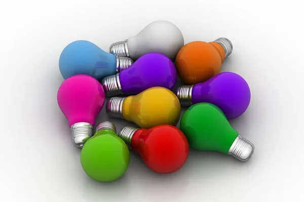 Colored Light Bulbs White Background — Stock Photo, Image