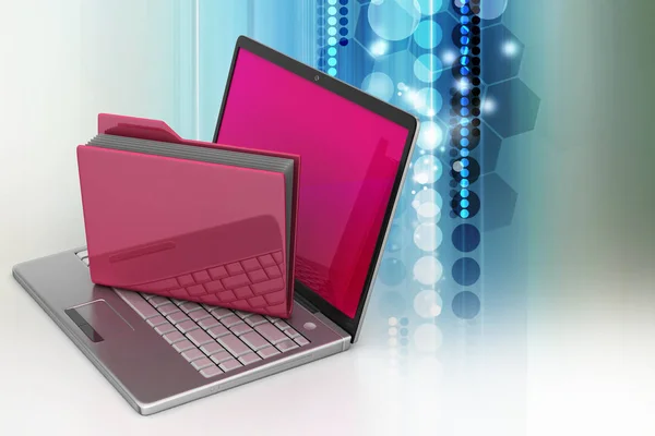 Ilustração 3d de Laptop com arquivos — Fotografia de Stock