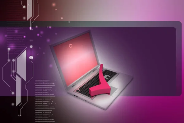 Ilustrasi Laptop 3d dengan berkas — Stok Foto