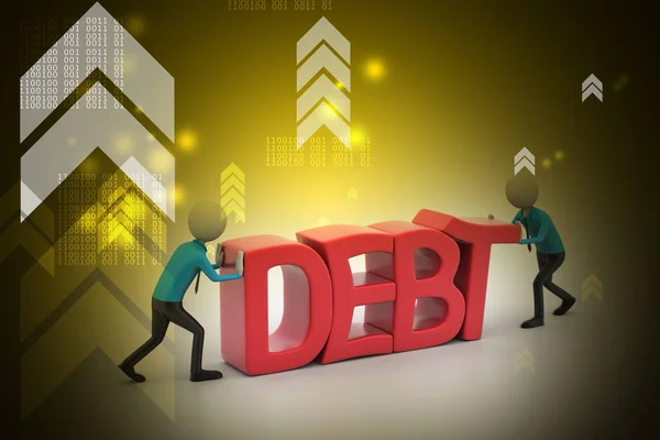 3D illustration of people try to avoid debt