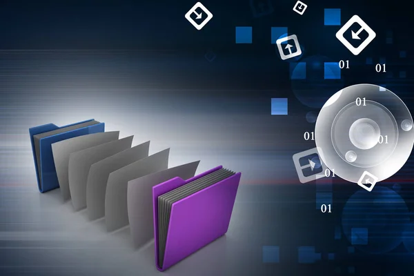 3D illustration of office folder with documents