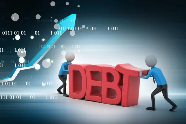 3D illustration of people try to avoid debt