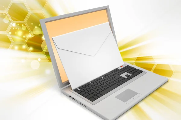 3d illustration of Laptop with files — Stock Photo, Image