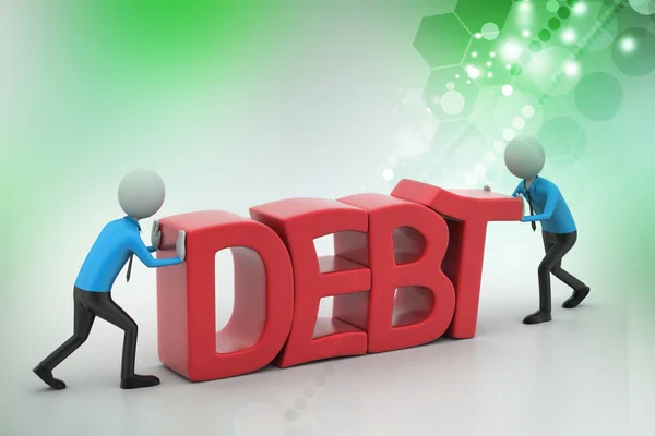 3D illustration of people try to avoid debt