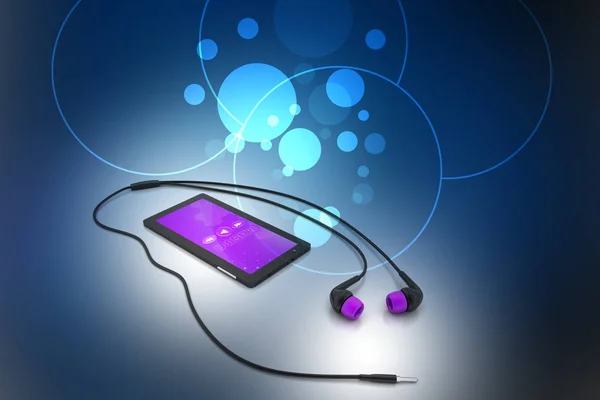 Ilustración Teléfono Inteligente Multimedia Con Auriculares — Foto de Stock