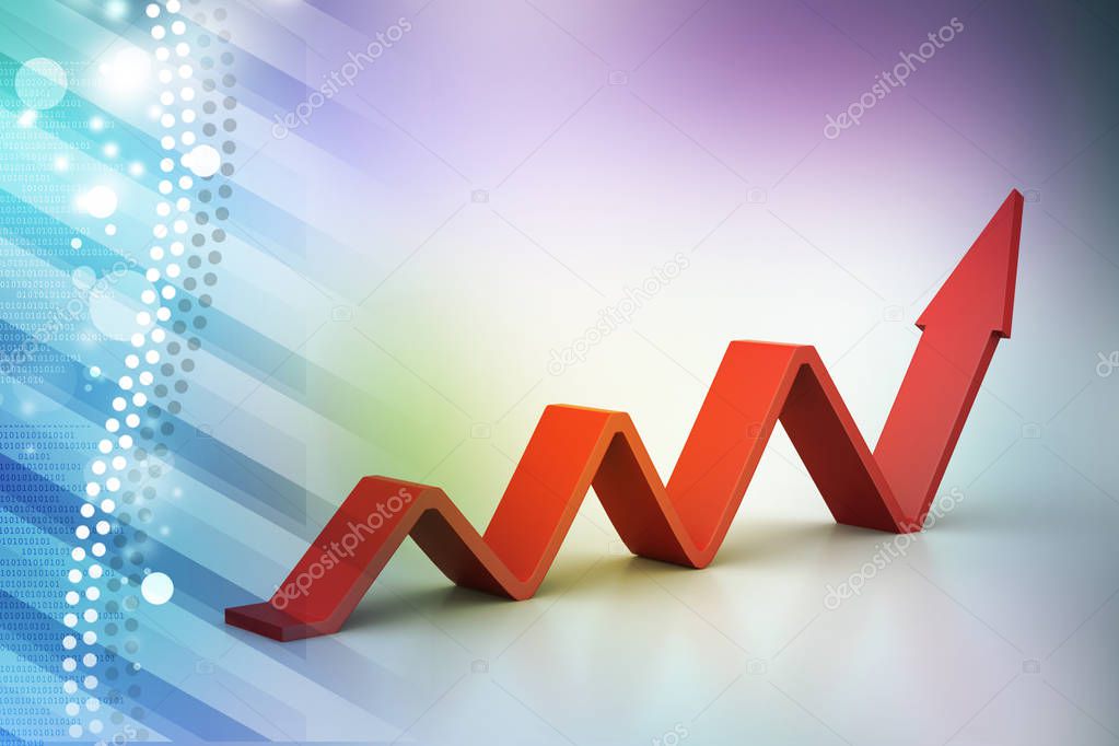 3D illustration of Graph moving to success