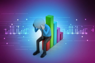 Çalışan veya çalışan kavramı. 3D renk işareti. 