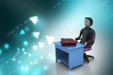 evrak çantası ile 3D iş adamı