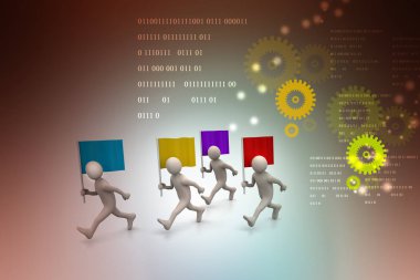 3D iş takım kavramı. Soyut illüstrasyon