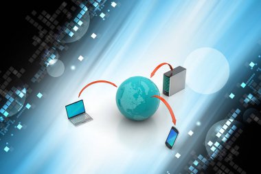 Renk arka planda veri depolama teknolojisi kavramı