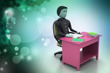 evrak çantası ile 3D iş adamı